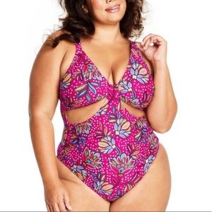 Tabitha Brown for Target Floral Print Cut Out One Piece Swimsuit - Size XL
